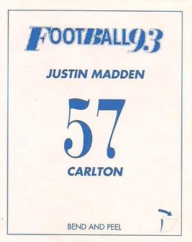 1993 Select AFL Stickers #57 Justin Madden Back